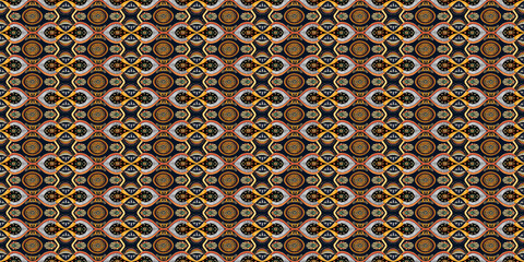 Abstract African art shapes seamless backgrounds, tribal geometric decoration patterns. Colored flat boho symbols illustrations	