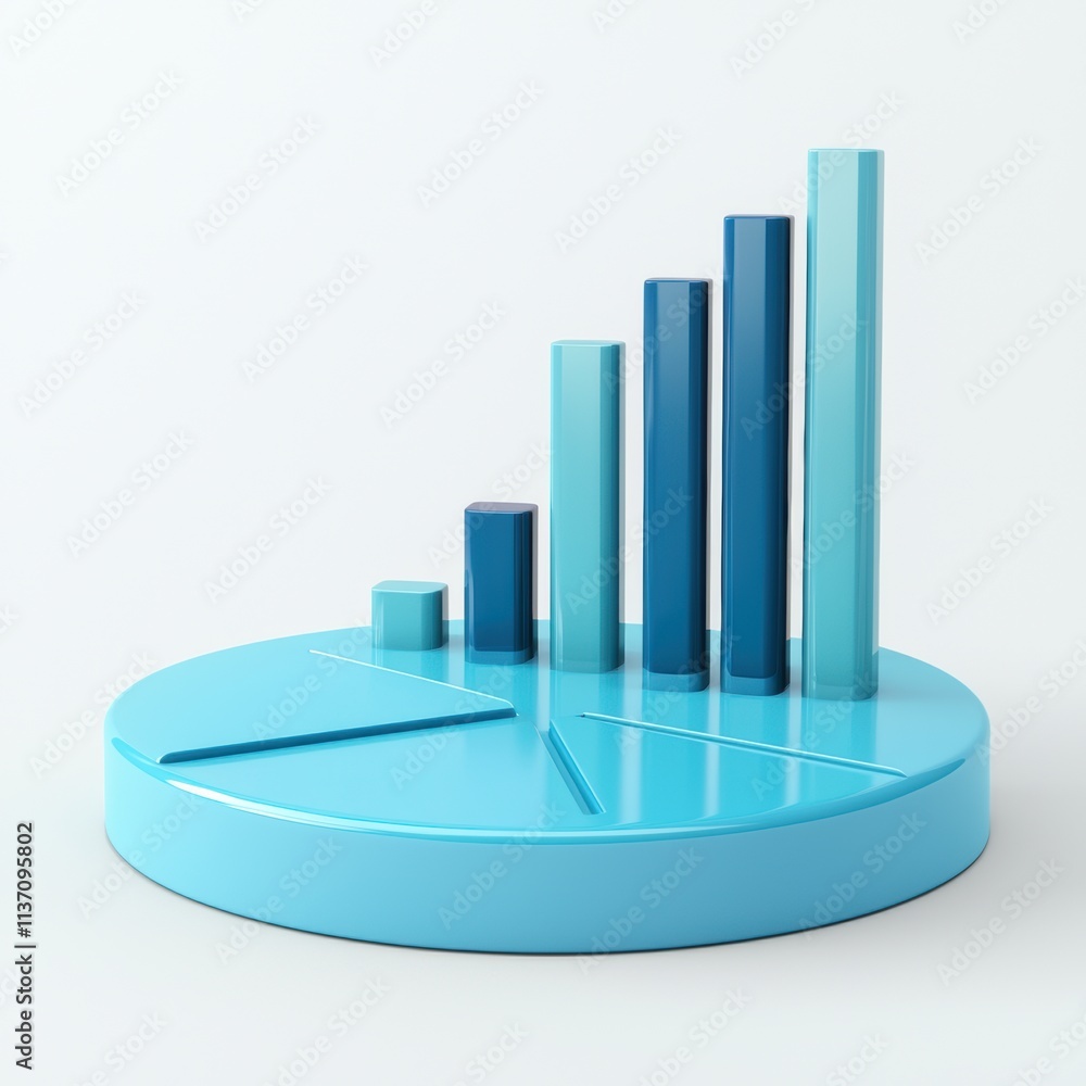 Aufkleber 3d graph representation of business growth and data analysis