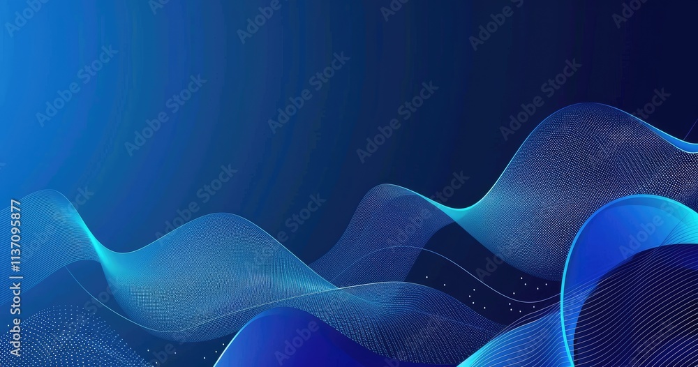 Poster abstract blue wave design with flowing lines and gradients for digital backgrounds.