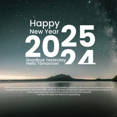 Template Design Illustrator Happy New Year 2025