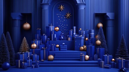Luxury Blue Christmas Gift Presentation