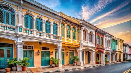 Obraz premium Phuket Old Town Sino-Portuguese Architecture, colorful buildings
