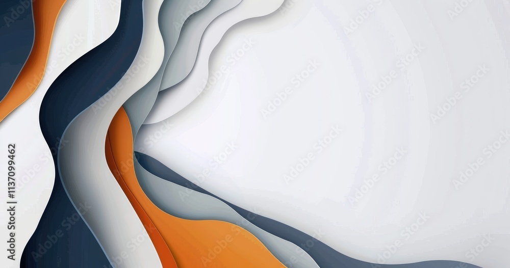 Poster abstract design with flowing shapes in muted colors, creating a modern aesthetic.