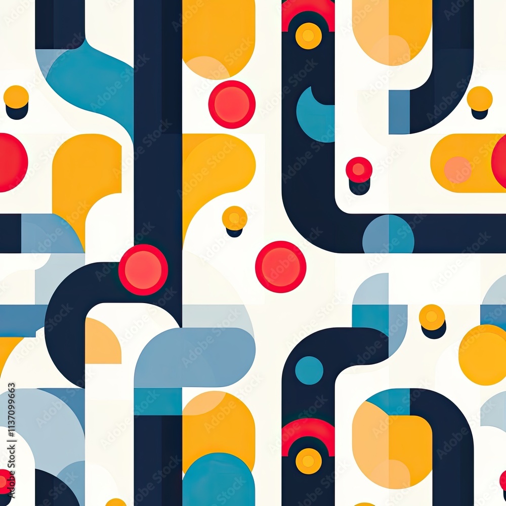 Poster colorful geometric pattern with curved lines and circles in a modern design for creative projects an