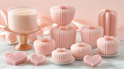 Pink Candles and Heart Soaps in Romantic Setting