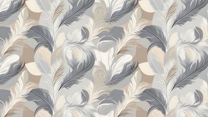 Elegant Grey and Beige Feather Pattern Design