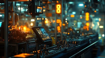 Fototapeta premium Automated Industrial Manufacturing Process with Robotic Arm