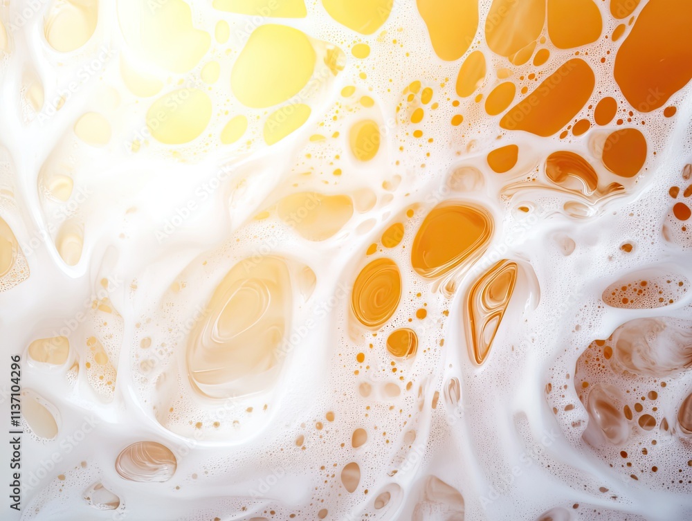 Poster abstract fluid art with swirls of orange and white hues creating a dreamy background for creative de