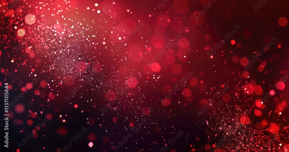 Poster a vibrant abstract background featuring red and sparkling bokeh effects.