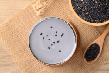 Black sesame milk, Alternative milk (non dairy) made from plant, Top view