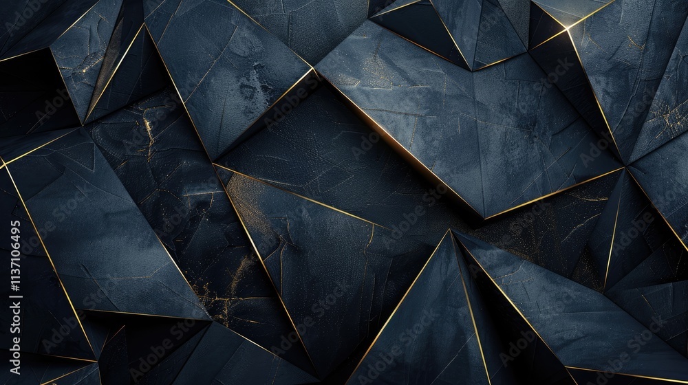 Poster a textured dark geometric background with angular shapes and subtle golden accents.