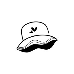 a line art drawing of a bucket hat illustration