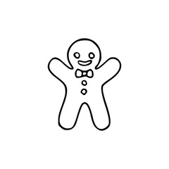 a line art drawing of a gingerbread man isolated on white