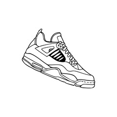 a line art drawing of a trendy footwear illustration