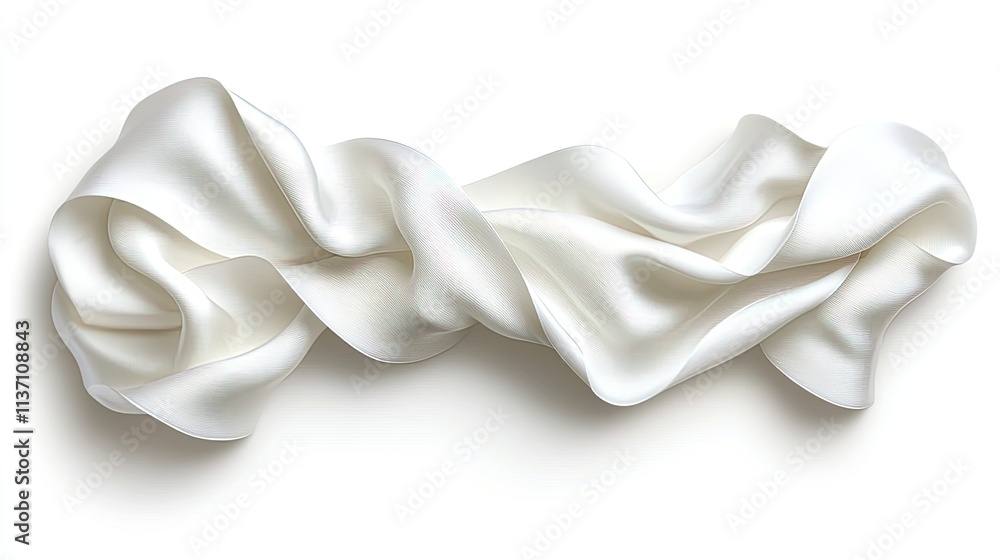 Poster elegant white silk fabric draped smoothly creating flowing shapes and textures on a clean background