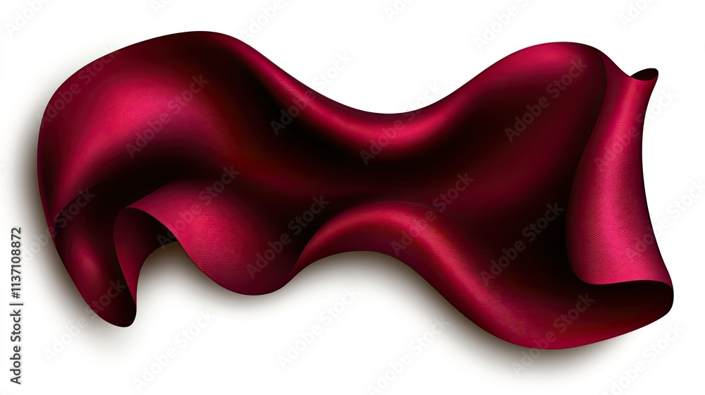 Aufkleber elegant red satin fabric flowing gracefully with soft curves and dynamic movement on a clean backgro