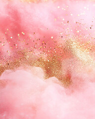 Fototapeta premium Pink Gold Glitter Watercolor Background Texture