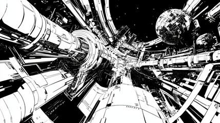Sci-Fi Quantum Error Suppression System: Bold Line Art