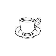 a line art drawing of a classic tea cup icon