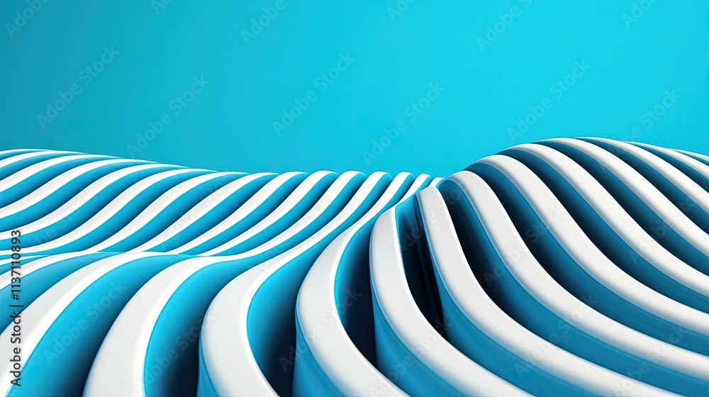 Poster wave abstract background idea. abstract wavy lines creating a modern, serene composition in blue and