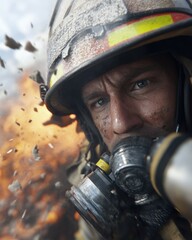 Fototapeta premium Heroic act, rescuer in action, bravery and compassion while saving others from danger, spirit of selflessness, courage, quick thinking in moments of crisis.