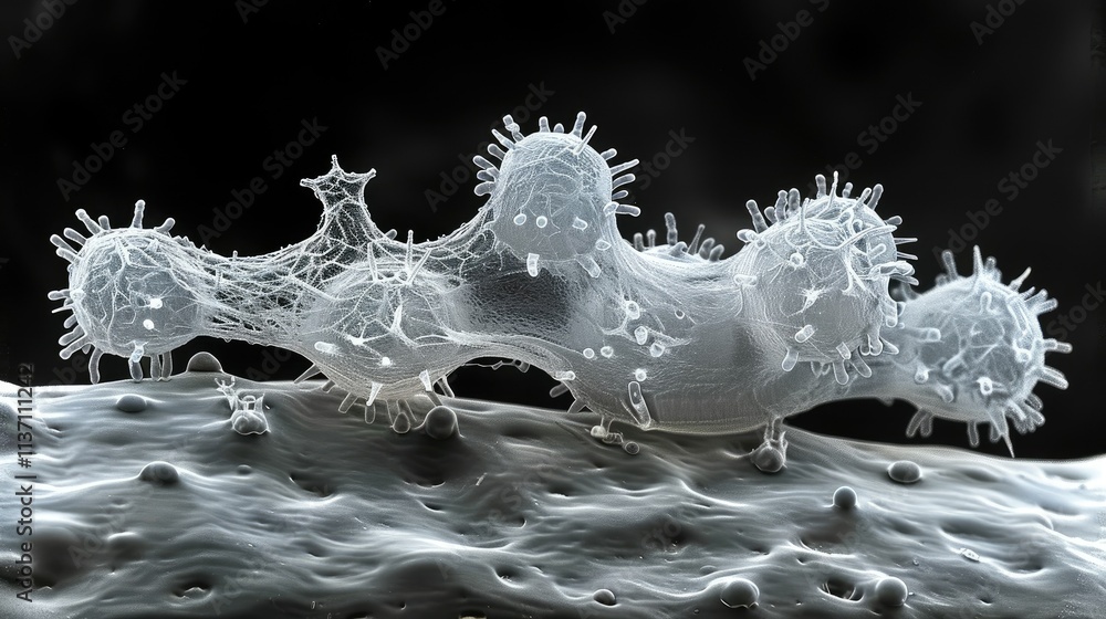 Poster microscopic view of a complex cellular structure with intricate details.