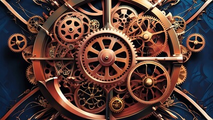 Fototapeta premium Intricate Clockwork Gears System A Detailed View