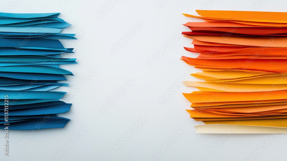 Poster abstract colorful paper texture with blue and orange layers displaying creativity and artistry for b