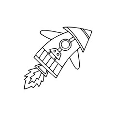 line art drawing of a rocket coloring page