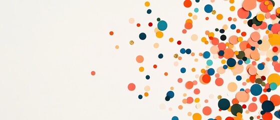 Colorful Paper Circles on White Background Creating a Playful and Vibrant Celebration Theme for Festive Occasions, Parties, and Creative Projects