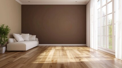 Elegant mocha mousse interior design modern living room minimalist space bright environment contemporary view