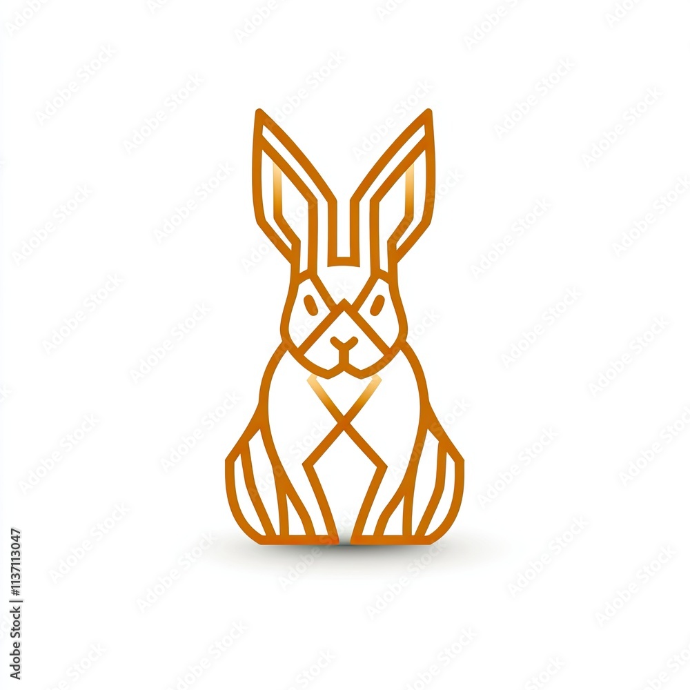 Poster abstract line art of a rabbit in modern geometric style with clean design elements, perfect for east