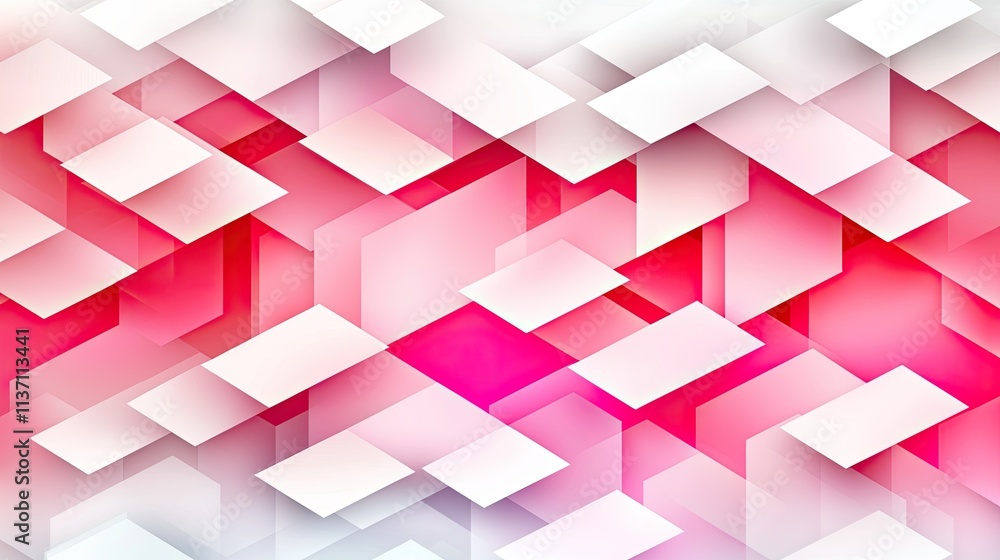 Aufkleber abstract geometric background with layered shapes and gradients in shades of pink and white for crea
