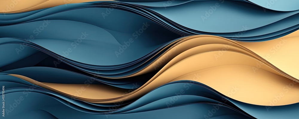 Poster weather forecast concept. abstract waves in blue and gold create a smooth, flowing design for creati
