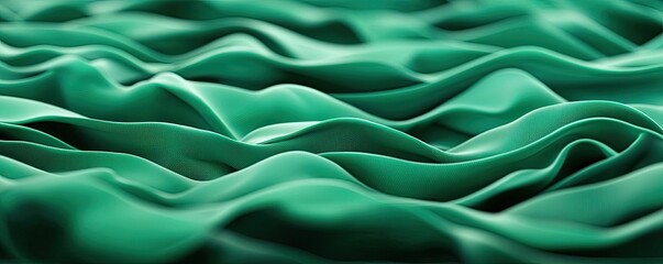 Obraz premium Weather forecast concept. Close-up of flowing green fabric creating elegant waves and textures.
