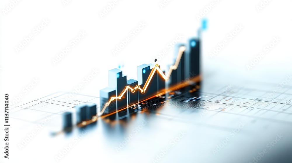 Aufkleber Dynamic Growth in Business Data Visualization with Modern Graphs and Charts Representing Rising Trends and Analytical Insights for Future Planning