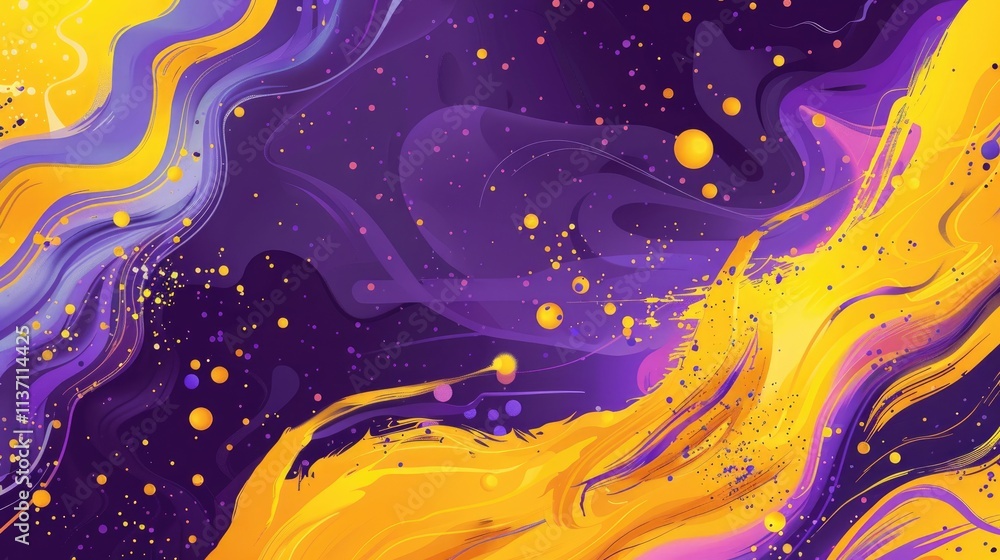 Poster abstract colorful digital artwork with swirling patterns and cosmic elements.
