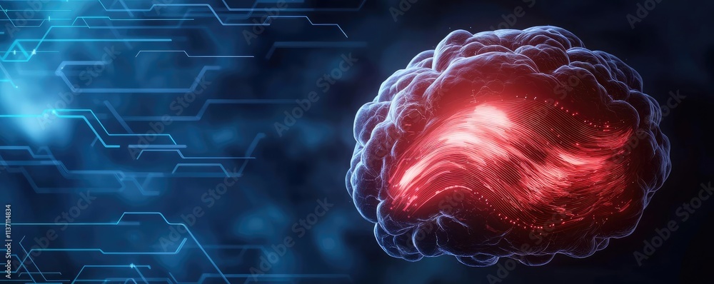 Poster weather forecast concept. abstract representation of a brain depicted with glowing neural connection