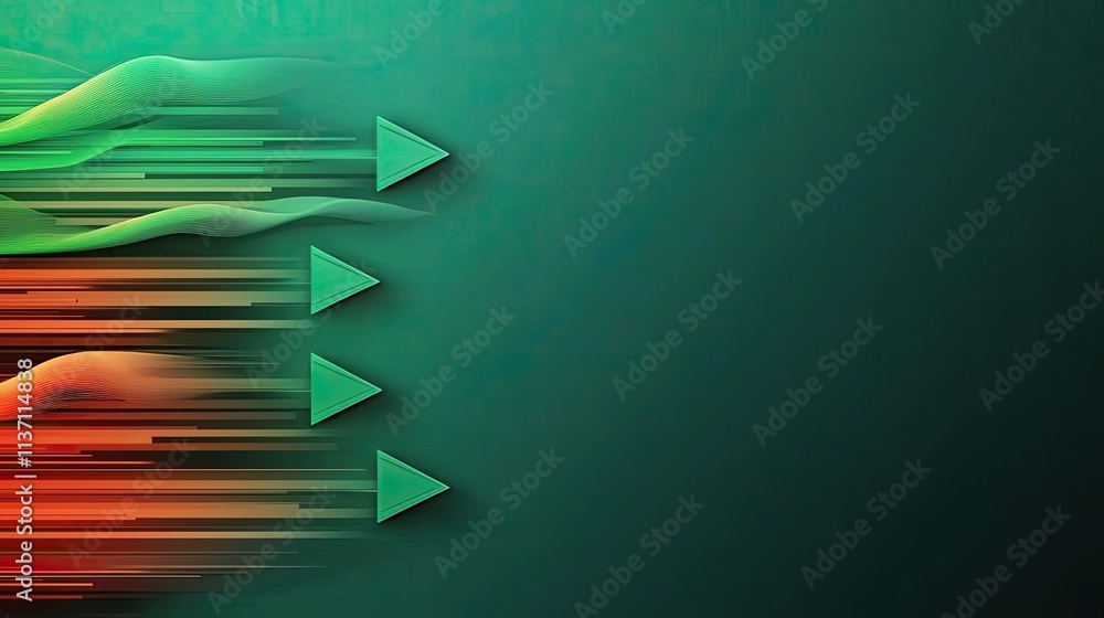 Poster weather forecast concept. dynamic abstract pattern featuring motion arrows on gradient background.