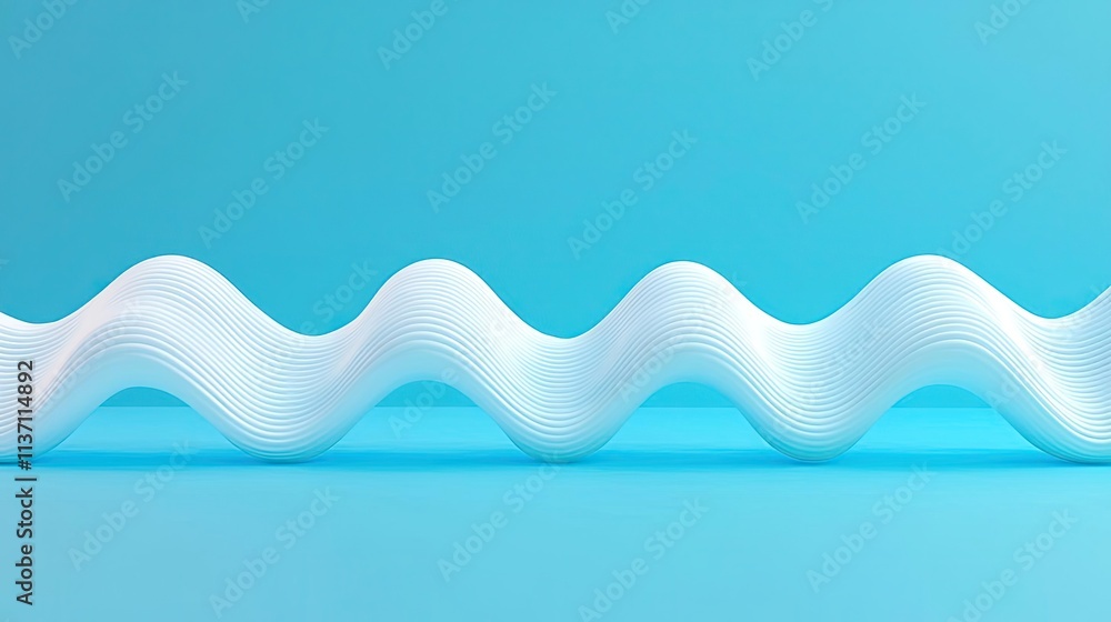 Poster Wave abstract background idea. Abstract wave design with soft curves in a serene blue background for modern visuals.