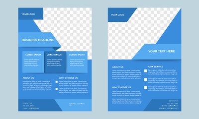 Obraz premium Business flyer template in blue color. modern flyer design A4 size. 