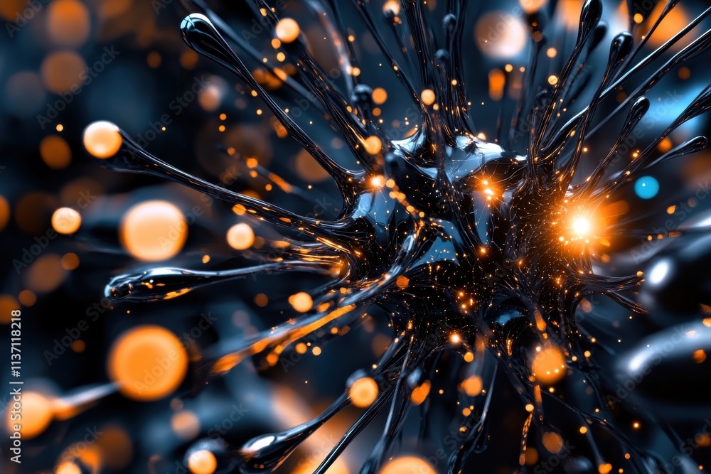 Aufkleber abstract image of a dynamic composition featuring dark tendrils and glowing orbs, capturing an ether