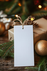 mockup bookmark for book close-up on christmas tree background