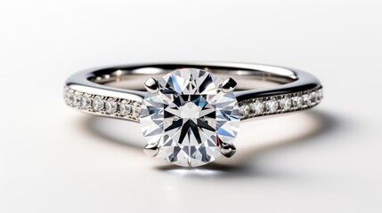 A white diamond ring with a band of gold