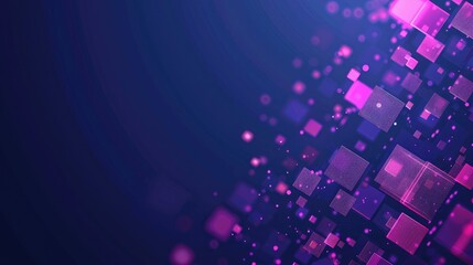 Obraz premium Abstract digital design featuring glowing squares in shades of purple on a dark background.
