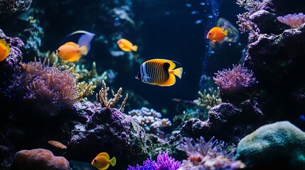 Obraz premium Vibrant Tropical Fish Swim Among Coral Reefs