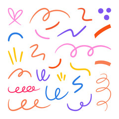 Abstract Line Art Collection Spirals Waves. A hand-drawn abstract line art elements, featuring playful spirals, loops, wavy lines, and creative shapes for modern patterns and graphic compositions