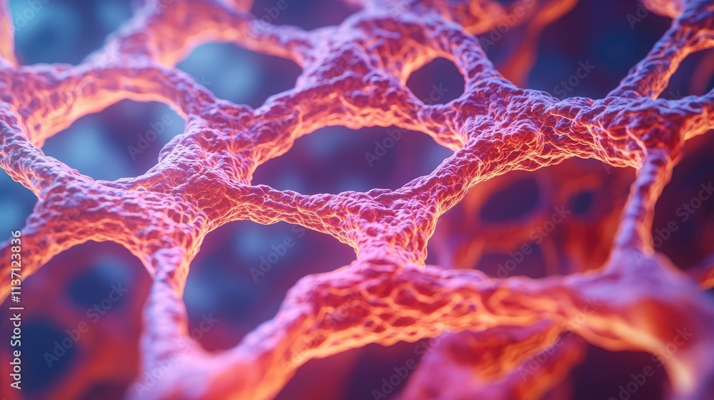 Poster cancer cells concept. close-up view of intricate cell structure showcasing biological processes.