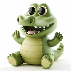 alligator 3d cartoon isolated on a white background 