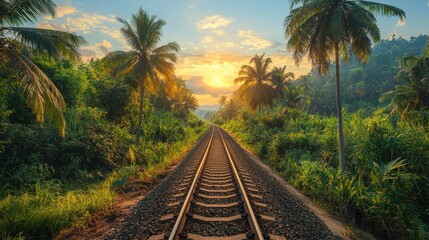 Obraz premium Winding Track Through Tropical Rice Paddies